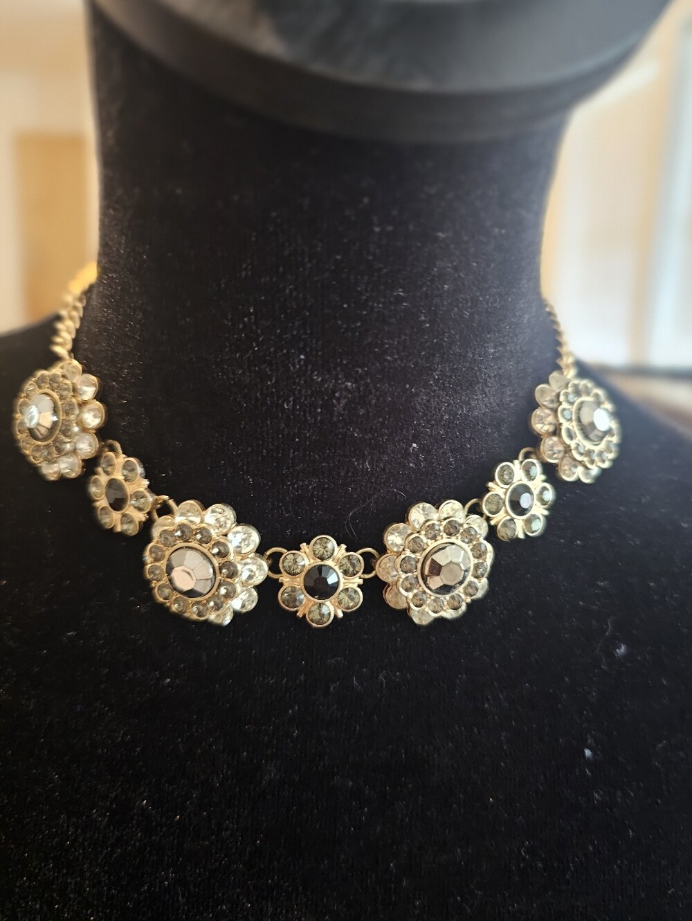 Gold-Tone Crystal Floral Statement Necklace